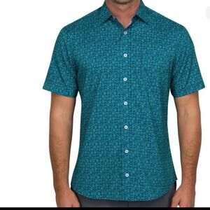 Nick Graham Printed Flower Medallions Stretch Short Sleeve Shirt 2XL